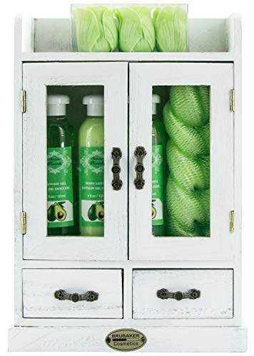 BRUBAKER Cosmetics - Set de Regalo de Baño y Cuidado - Aguacate - en Armario de Madera Vintage Blanco