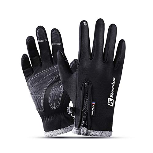 Bruce Dillon Men Women Waterproof Fleece Ski Warm Gloves Windproof Outdoor Winter Gloves Cycling Touch Screen Gloves Anti Slip Mittens Gift - Black Gloves X S Palm Width 6-7CM