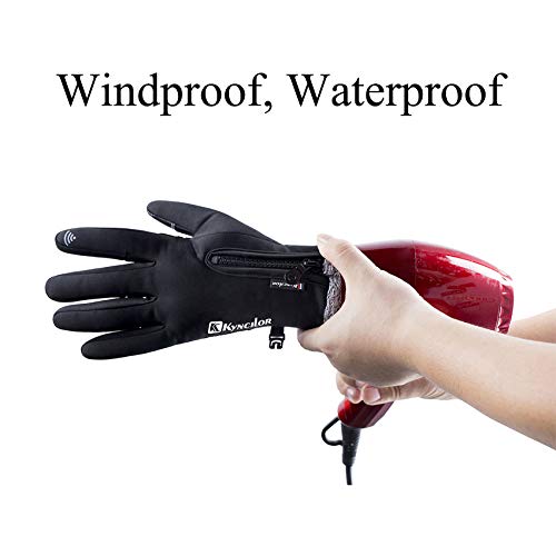 Bruce Dillon Men Women Waterproof Fleece Ski Warm Gloves Windproof Outdoor Winter Gloves Cycling Touch Screen Gloves Anti Slip Mittens Gift - Black Gloves X S Palm Width 6-7CM