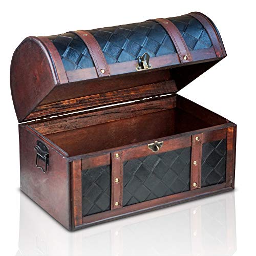 Brynnberg Caja de Madera Watson 38x23x27cm - Cofre del Tesoro Pirata de Estilo Vintage - Hecha a Mano - Diseño Retro - joyero - con candado