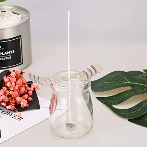 BSTHP mechas de Vela sin Humo, 100 Paquetes de mechas de Vela Natural preenceradas de 10 cm con 1 Soporte