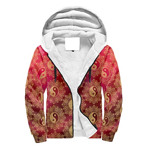 BTJC88 Mens cremallera frontal Super caliente sudaderas forrada hombres/mujeres yinyan impresos originales - yinyan algodón con capucha suave blusa deportiva blanca 3xl