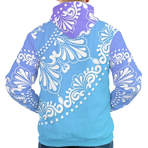 BTJC88 - Sudadera unisex con capucha y diseño de mandala, color morado
