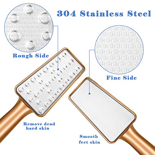BTNEEU Lima de Pies Profesional Doble Cara, Raspador de Callos de Acero Inoxidable para Eliminar la Piel Dura o Muerta, Lima de Callos con Diseño Ergonómico para Manos y Pies (Dorado)