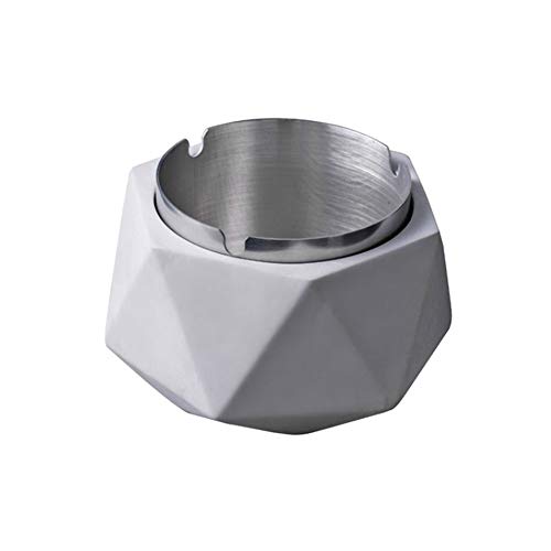 BTTNW Ceniceros Hogar Creativo de la Sala Moda Cenicero Textura Mate decoración del hogar Decoraciones, Cemento ++ Acero Inoxidable Ceniceros Pub, (Color : Gris, Size : 11.5X11.5X8cm)