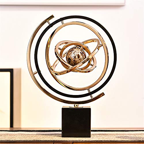 BTTNW Globos terráqueos Globo del Mundo Globo de Spinning for niños mármol Metal Estudio Globo Decoración Oficina Sala de Estar Inicio Globo Terraqueo (Color : Gold, Size : 35x10x43cm)