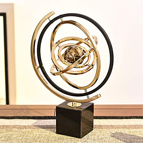 BTTNW Globos terráqueos Globo del Mundo Globo de Spinning for niños mármol Metal Estudio Globo Decoración Oficina Sala de Estar Inicio Globo Terraqueo (Color : Gold, Size : 35x10x43cm)