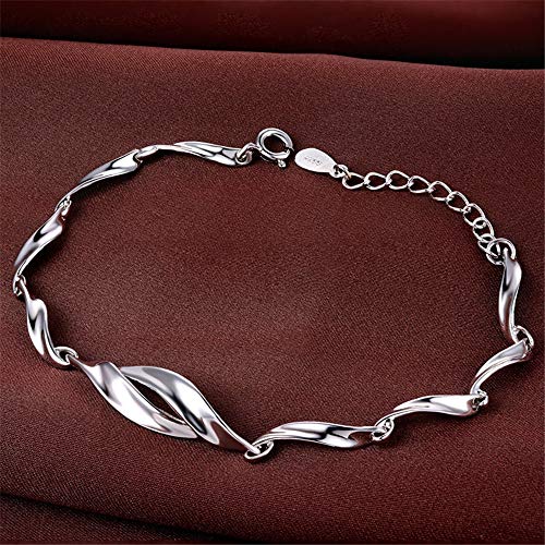BTTNW Pulsera De La Mujer For Mujer 925 joyería de Moda Femenina Pulsera Ajustable del patrón de Onda del mar Elegante para El Regalo para La Madre (Color : Silver, Size : One Size)
