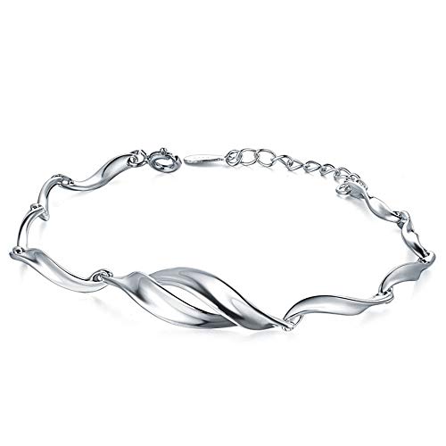 BTTNW Pulsera De La Mujer For Mujer 925 joyería de Moda Femenina Pulsera Ajustable del patrón de Onda del mar Elegante para El Regalo para La Madre (Color : Silver, Size : One Size)