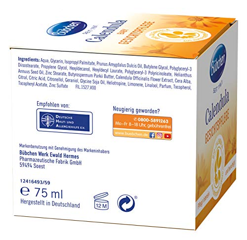 Bübchen Calendula - Cuidado facial con caléndula biológica para proteger la piel sensible del bebé, 1 unidad (1 x 75 ml)