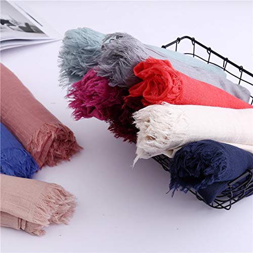Bufanda Bufanda De Algodón Liso Liso para Mujer, Bufandas De Lino con Borlas Cálidas De Invierno, Chales Hijab, Chales, Pañuelos para Mujer, Vino