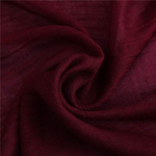 Bufanda Bufanda De Algodón Liso Liso para Mujer, Bufandas De Lino con Borlas Cálidas De Invierno, Chales Hijab, Chales, Pañuelos para Mujer, Vino