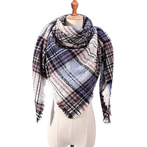 Bufanda Bufanda De Marca para Mujer, Bufandas De Invierno A Cuadros A La Moda para Damas, Chales De Cachemira, Abrigos Cálidos, Cuello Triangular, Bufandas De Vendaje S36