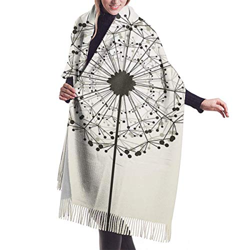 Bufanda de Invierno Para Mujer Chal Pashminas Música un diente de león Grande Larga de 196 * 68CM Chal Invierno Cálida Suave Manta para Mujeres