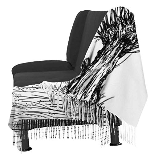 Bufanda de mantón Chales para, Bufanda de invierno unisex con sensación de cachemira clásica, dibujo de dibujos animados de sauce o árbol cetrino Vector bufandas largas y cálidas envolver estola