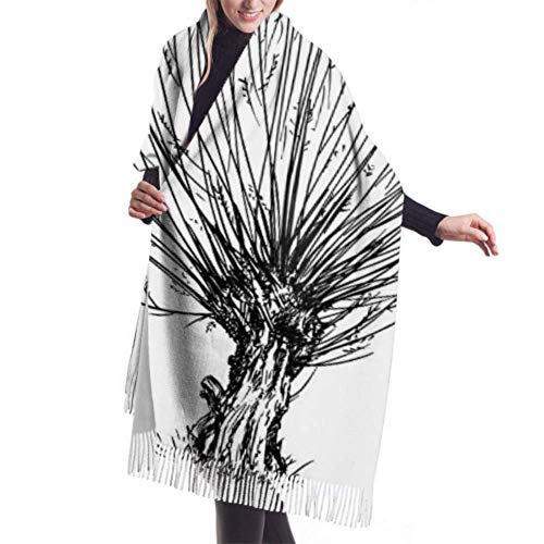 Bufanda de mantón Chales para, Bufanda de invierno unisex con sensación de cachemira clásica, dibujo de dibujos animados de sauce o árbol cetrino Vector bufandas largas y cálidas envolver estola