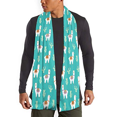 Bufanda para hombre y mujer, de lama peruano, de cactus de alpaca mexicana, de invierno, largo poliéster, con estampado de doble cara