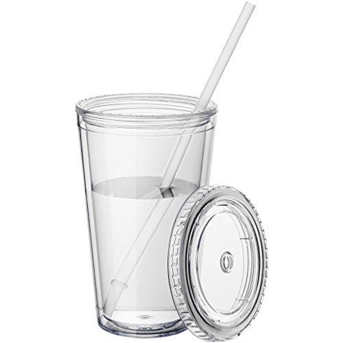 Bullet - Vaso aislante con pajita modelo Cyclone (15.5 x 10 cm) (Transparente)