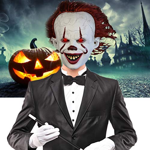 Bweele Máscara de Payaso de Halloween, Máscara de Terror de Halloween Máscara de Payaso Máscara de látex de látex Pennywise con Cabello Adjunto para el Carnaval Carnaval de Halloween