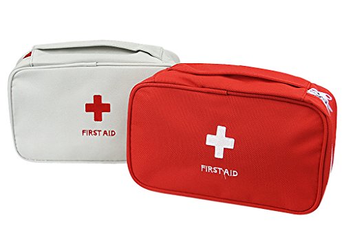BXT Bolsa Neceser de pastillero emergencia primeros auxilios organizador de pilule compartimento de almacenaje medicina caja de protección para viajes Coche Casa Camping Solution Saline, color rojo