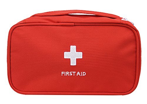 BXT Bolsa Neceser de pastillero emergencia primeros auxilios organizador de pilule compartimento de almacenaje medicina caja de protección para viajes Coche Casa Camping Solution Saline, color rojo