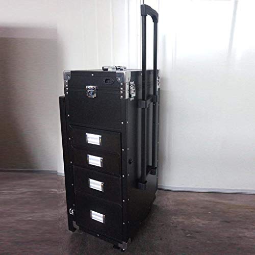 BYCDD Profesional Maleta de Maquillaje Profesional, Estuche Cosméticos Organizador Maletín Maquillaje Trolley de Belleza para Viajar y al Aire Libre,Black