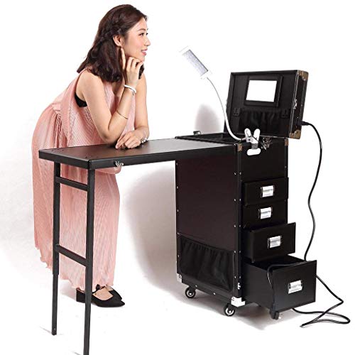 BYCDD Profesional Maleta de Maquillaje Profesional, Estuche Cosméticos Organizador Maletín Maquillaje Trolley de Belleza para Viajar y al Aire Libre,Black