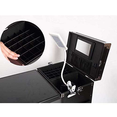 BYCDD Profesional Maleta de Maquillaje Profesional, Estuche Cosméticos Organizador Maletín Maquillaje Trolley de Belleza para Viajar y al Aire Libre,Black