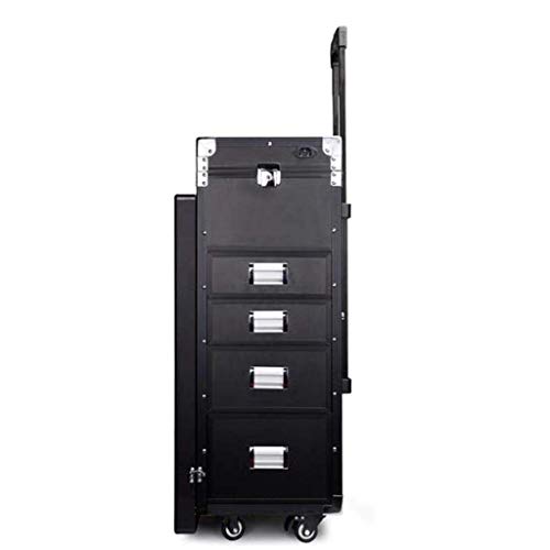 BYCDD Profesional Maleta de Maquillaje Profesional, Estuche Cosméticos Organizador Maletín Maquillaje Trolley de Belleza para Viajar y al Aire Libre,Black