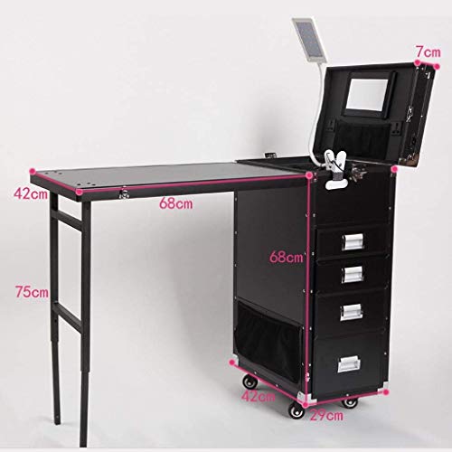 BYCDD Profesional Maleta de Maquillaje Profesional, Estuche Cosméticos Organizador Maletín Maquillaje Trolley de Belleza para Viajar y al Aire Libre,Black