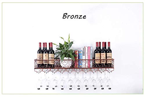 BYYB Metal Negro Colgante de Pared Montado Vino Champaña Copas de Cristal Soporte de Estante para vajilla, 60 x 25 cm Capacidad para hasta 12 Botellas de Vino y 12 Tazas de Vasos