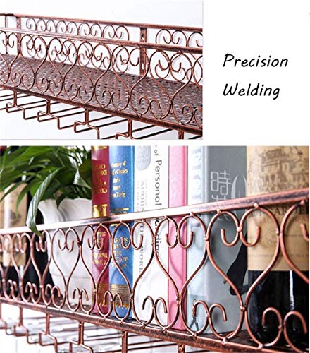 BYYB Metal Negro Colgante de Pared Montado Vino Champaña Copas de Cristal Soporte de Estante para vajilla, 60 x 25 cm Capacidad para hasta 12 Botellas de Vino y 12 Tazas de Vasos