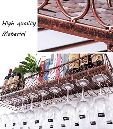 BYYB Metal Negro Colgante de Pared Montado Vino Champaña Copas de Cristal Soporte de Estante para vajilla, 60 x 25 cm Capacidad para hasta 12 Botellas de Vino y 12 Tazas de Vasos