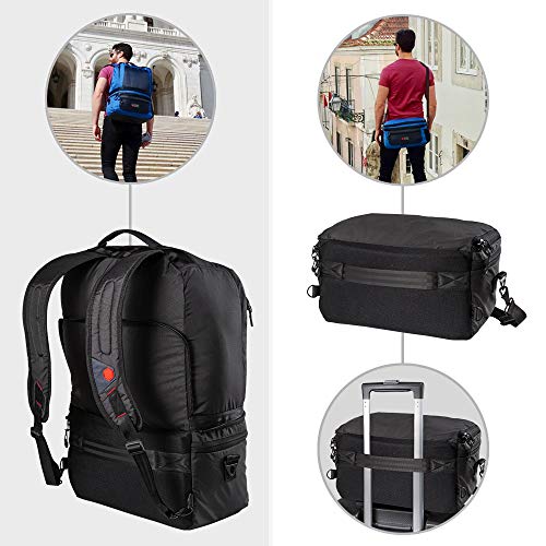 Cabin Max Mochila de Cabina Universal Maleta de Cabina de 2 en 1 | Conversión de 55x40x20 a 40x20x25 con Solo 2 Clips y 1 Cremallera | Bolsa Ryanair(Negro)