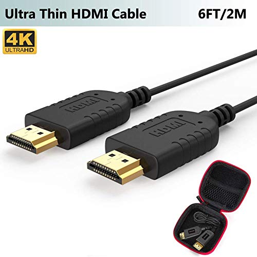 Cable HDMI Flexible & Delgado 2 Metros,FOINNEX Cable HDMI Ultra Thin, Alta Velocidad Soportes Ultra HD 4K@30Hz, 2K, 1080P, 3D, Ethernet, ARC, HDR para Nintendo Switch, PS3, PS4, Xbox, HDTV, PC, Laptop