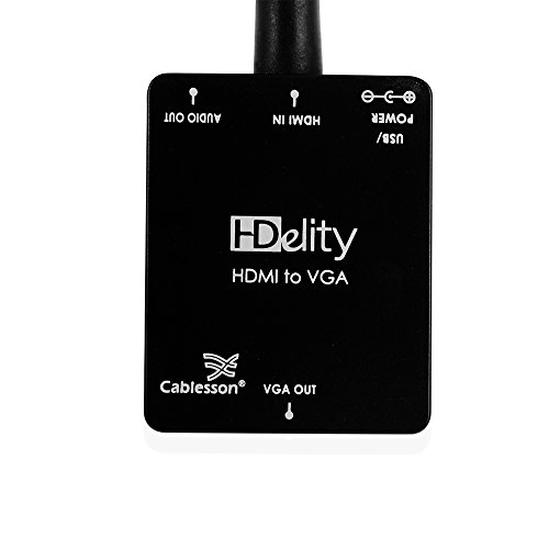 Cablesson Active HDMI a VGA - Convertidor de V?deo Cable del Adaptador con Puerto de alimentaci?n y Audio Micro USB - 1080p, para PC, Laptop, DVD, Monitor de TV, BLU-Ray, Sky HD