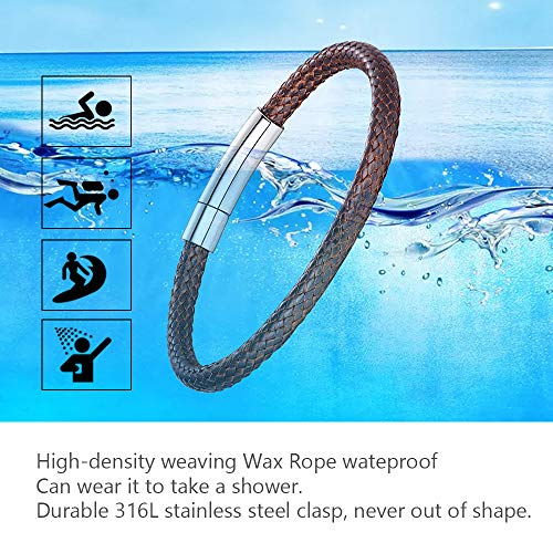 Cadenas Cortas 20cm de Cordones Entretejidos Cuero Moreno Corchete Mosquetón Masculino Femenino de Regalo 5mm Cadena Corta para Manos Pulseras Modernas Hip Hop Rock