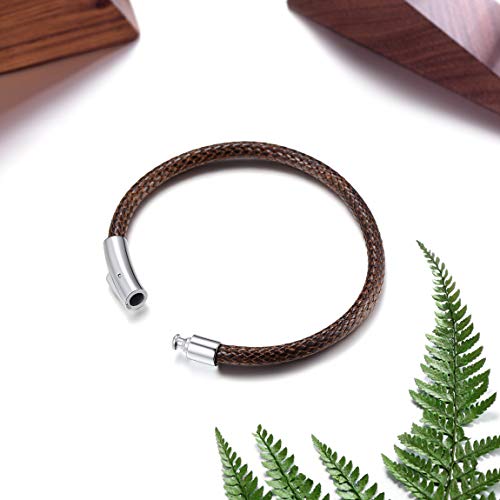 Cadenas Cortas 20cm de Cordones Entretejidos Cuero Moreno Corchete Mosquetón Masculino Femenino de Regalo 5mm Cadena Corta para Manos Pulseras Modernas Hip Hop Rock