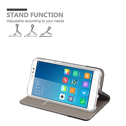 Cadorabo Funda Libro para Xiaomi RedMi Note 4 en Gris Negro - Cubierta Proteccíon con Cierre Magnético, Tarjetero y Función de Suporte - Etui Case Cover Carcasa