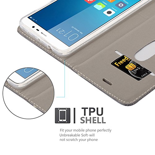 Cadorabo Funda Libro para Xiaomi RedMi Note 4 en Gris Negro - Cubierta Proteccíon con Cierre Magnético, Tarjetero y Función de Suporte - Etui Case Cover Carcasa