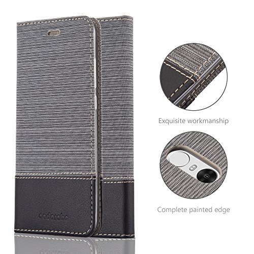 Cadorabo Funda Libro para Xiaomi RedMi Note 4 en Gris Negro - Cubierta Proteccíon con Cierre Magnético, Tarjetero y Función de Suporte - Etui Case Cover Carcasa