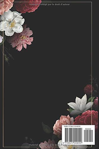 Cahier: DIN A5 / 15 x 23 cm - Grille - 122 pages ou 61 feuilles - bloc note bullet journal cahier Noël noir avec des fleurs Fleurs Plante Aquarelle Aquarelle Or