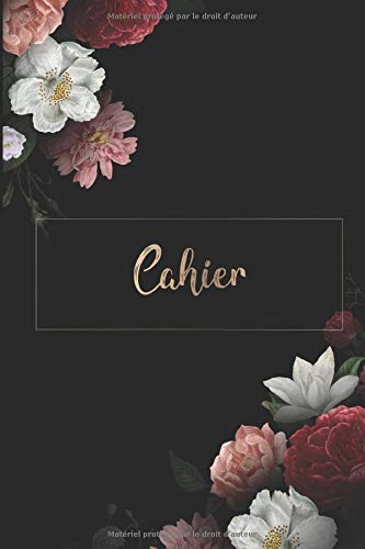 Cahier: DIN A5 / 15 x 23 cm - Pointé - 122 pages ou 61 feuilles - bloc note bullet journal cahier Noël noir avec des fleurs Fleurs Plante Aquarelle Aquarelle Or