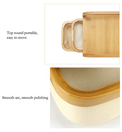 Caja de almacenamiento de cosméticos japoneses, caja de acabado de banco, cajón de tela Oxford con marco de bambú, almacenamiento multifuncional, mango curvo fácil de mover, 18.5 × 23 × 27 / 34cm (L