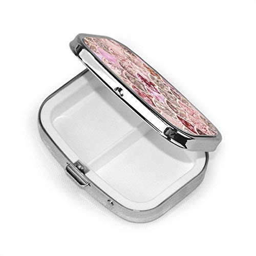 Caja de pastillas cuadrada Oro rosa Blush Glitter Ombre Escamas de sirena Patrón Metal Medicina Organizador Contenedor Estuche Almacenamiento Viaje Caja decorativa diaria Estuche