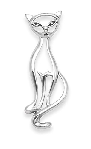 Caja de regalo - diseño abierto de plata de ley de gato broche con forma de - TAMAÑO: 39mm x 10mm