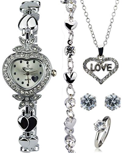 Caja de Regalo Reloj Mujer - Juegos de Joyas- Collar-Anillo- Pendientes - Pulsera