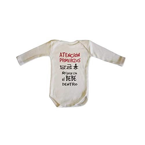 CAJA PACK PRIMERIZOS CON CHUPETE VOLUMEN + BODY MANGA LARGA + BABERO CUANDO HABLE REGALO RECIEN NACIDO REGALO PADRE REGALO MADRE REGALO PRIMERIZOS (3 MESES, PRIMERIZOS)