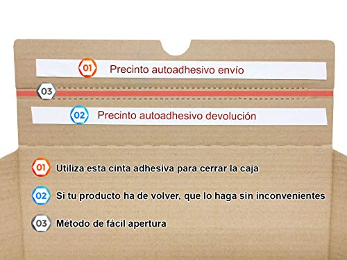Cajeando | Pack de 10 Cajas de Cartón para Envíos (Caja Boomerang Doble Envío) | Tamaño 35 x 25 x 13 cm | Color Marrón | Permite Hacer Dos Envíos en Uno | Mudanzas | Fabricadas en España