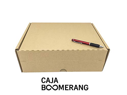 Cajeando | Pack de 10 Cajas de Cartón para Envíos (Caja Boomerang Doble Envío) | Tamaño 35 x 25 x 13 cm | Color Marrón | Permite Hacer Dos Envíos en Uno | Mudanzas | Fabricadas en España